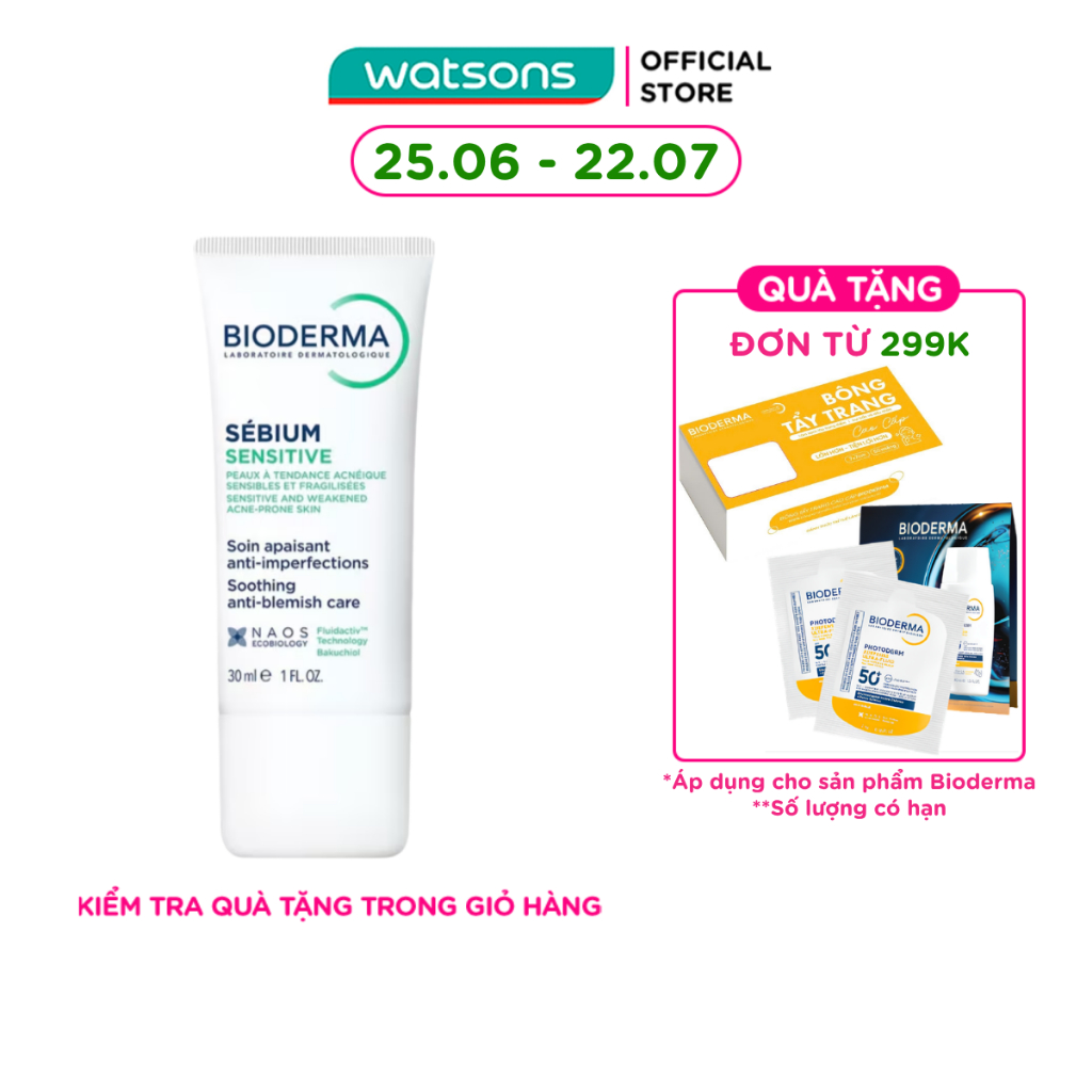 Kem Dưỡng Bioderma Sébium Sensitive Cho Da Mụn Nhạy Cảm 30ml