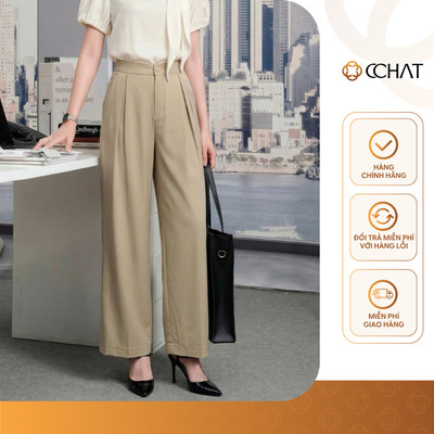 Quần Ống Rộng 𝐂𝐂𝐇𝐀𝐓 Dáng Suông Veita Xếp Ly Trước Chất Liệu Tuytsi Cao Cấp 16QDS2035ST