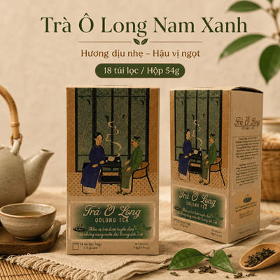 Hộp Trà Túi Lọc Nam Xanh, Trà Ô Long, Dịu Nhẹ Tự Nhiên, Hậu Vị Ngọt, 18 Túi Lọc x 3g/Hộp 54g