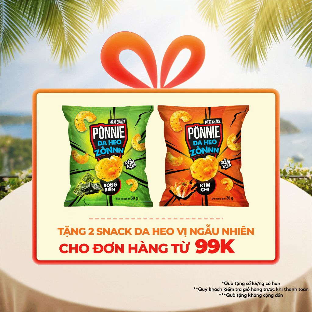 [Quà Tặng] Combo 2 Snack Ponnie da heo zòn vị rong biển + kim chi 27gr