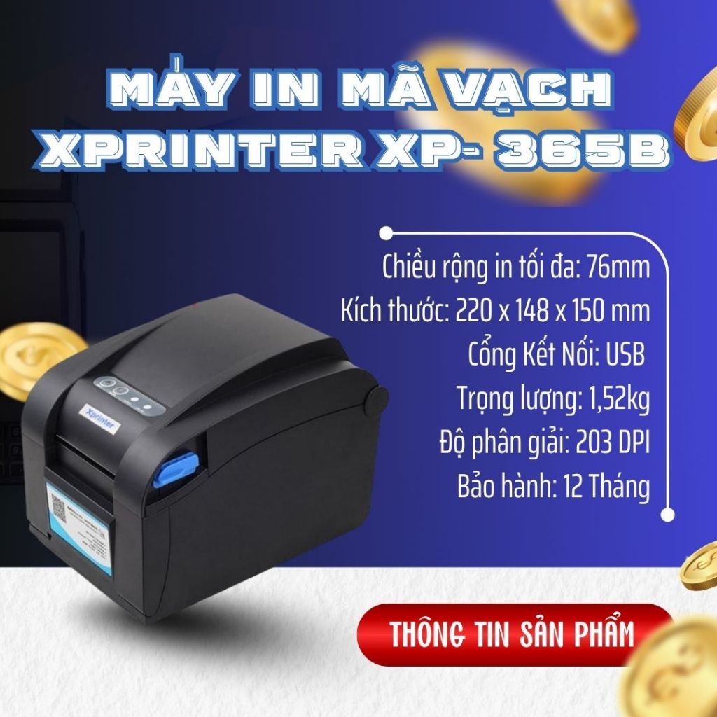 Máy In Mã Vạch Xprinter XP- 365B Cổng USB