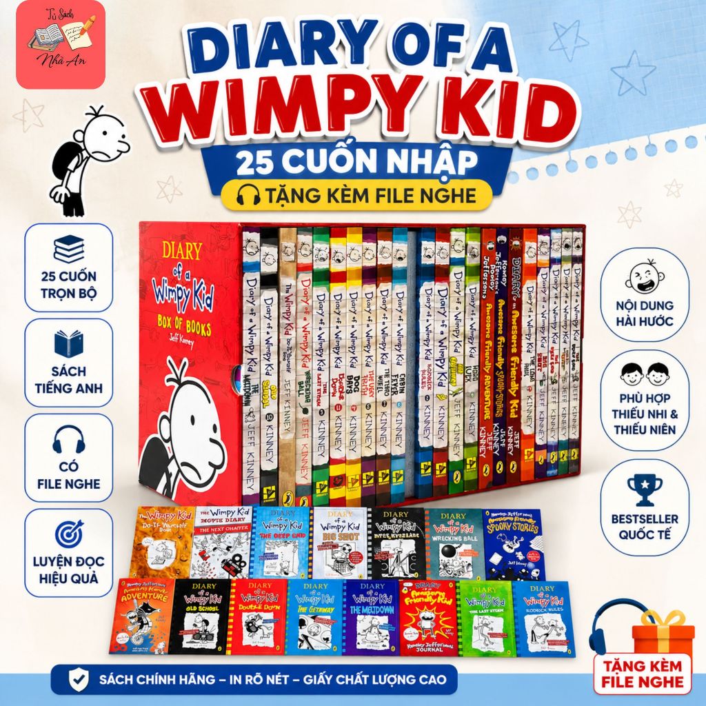 Sách - Diary Of A Wimpy Kid - 25 Cuốn Nhập Kèm file nghe