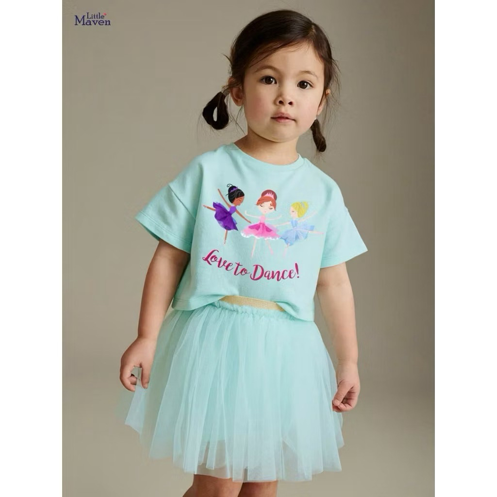 Thanh lý đầm bé gái hãng Little Maven xinh xắn - Váy hè thun cotton