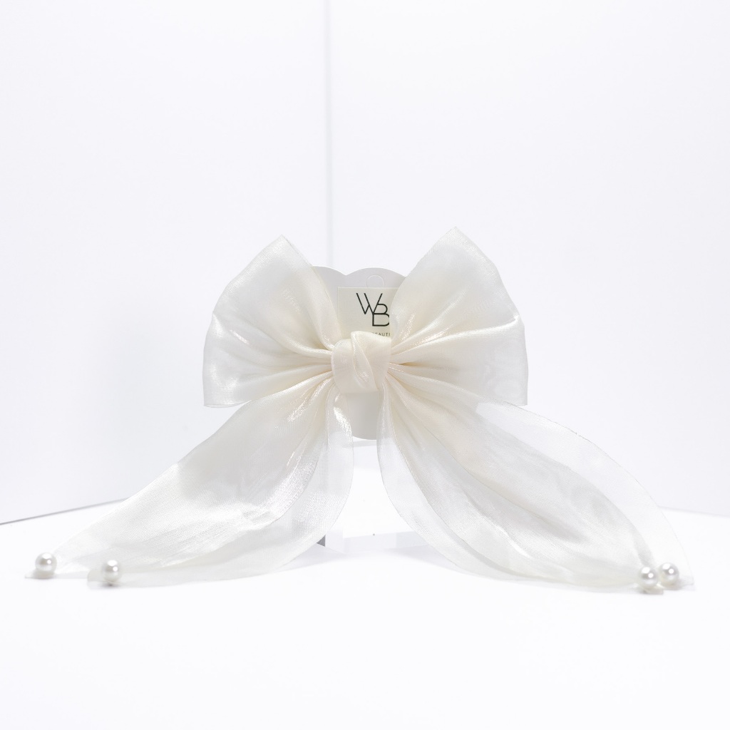 Kẹp tóc nơ trắng - Weebeau Accessories - 20x15