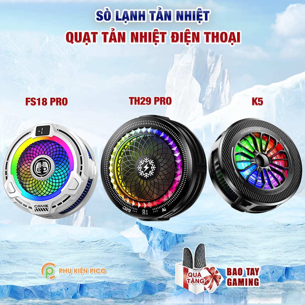 Sò lạnh tản nhiệt điện thoại Ipad X65 / FS18 Pro / TH29 Pro 3 chế độ làm lạnh led RGB hỗ trợ Livestr