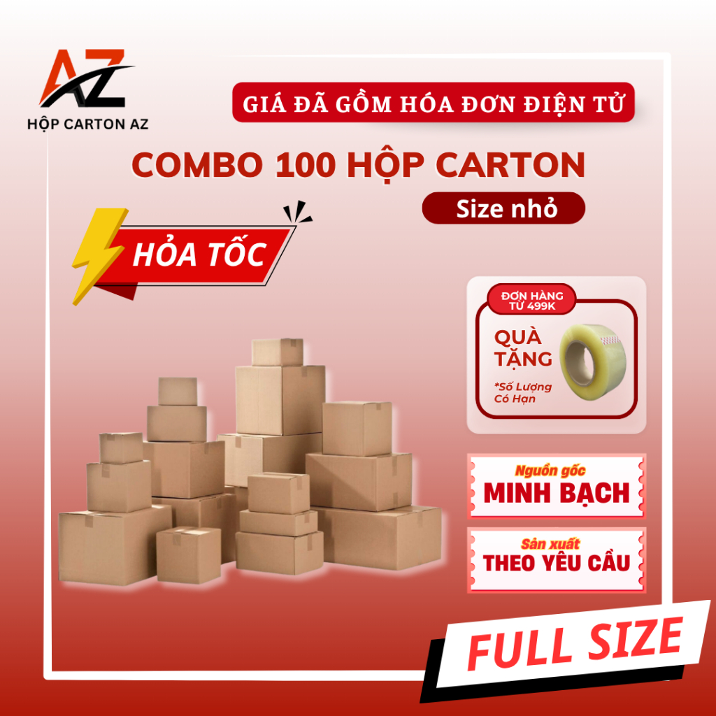 [HỎA TỐC Combo 100] Hộp Carton 3 Lớp (Size Nhỏ - Giá Đã Gồm Hóa Đơn - Thùng Giấy Hộp Carton Đóng Hàn
