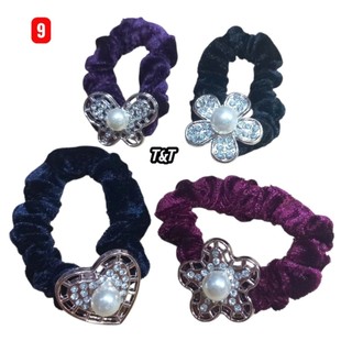 Combo 5 Dây cột tóc nhung đính hạt (dây vòng nhỏ)