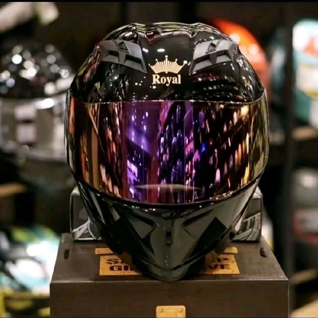 Mũ bảo hiểm full face 2 kính Royal M266 đen bóng chất lượng cao Helmet