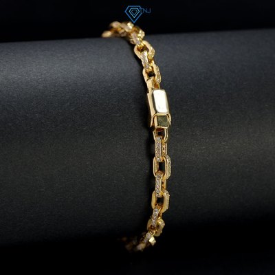 Lắc tay bạc nam mắt xích đính đá bản nhỏ xi vàng tây 18K sang trọng, xi bạch kim thanh lịch đi dự tiệc LTA0235 - TNJ