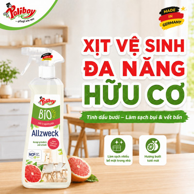 Xịt Vệ Sinh Đồ Gỗ Nội Thất Hữu Cơ POLIBOY Làm Sạch Mọi Bề Mặt Nội Thất, Chống Bám Bụi Nội Thất 500ml