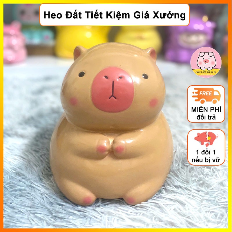 (Size To) Lợn Đất Tiết Kiệm, Heo Đất Capypara Lỗ Tròn Dễ Thương - Heo Đất Ủn Ỉn, Ống Heo Tiết Kiệm