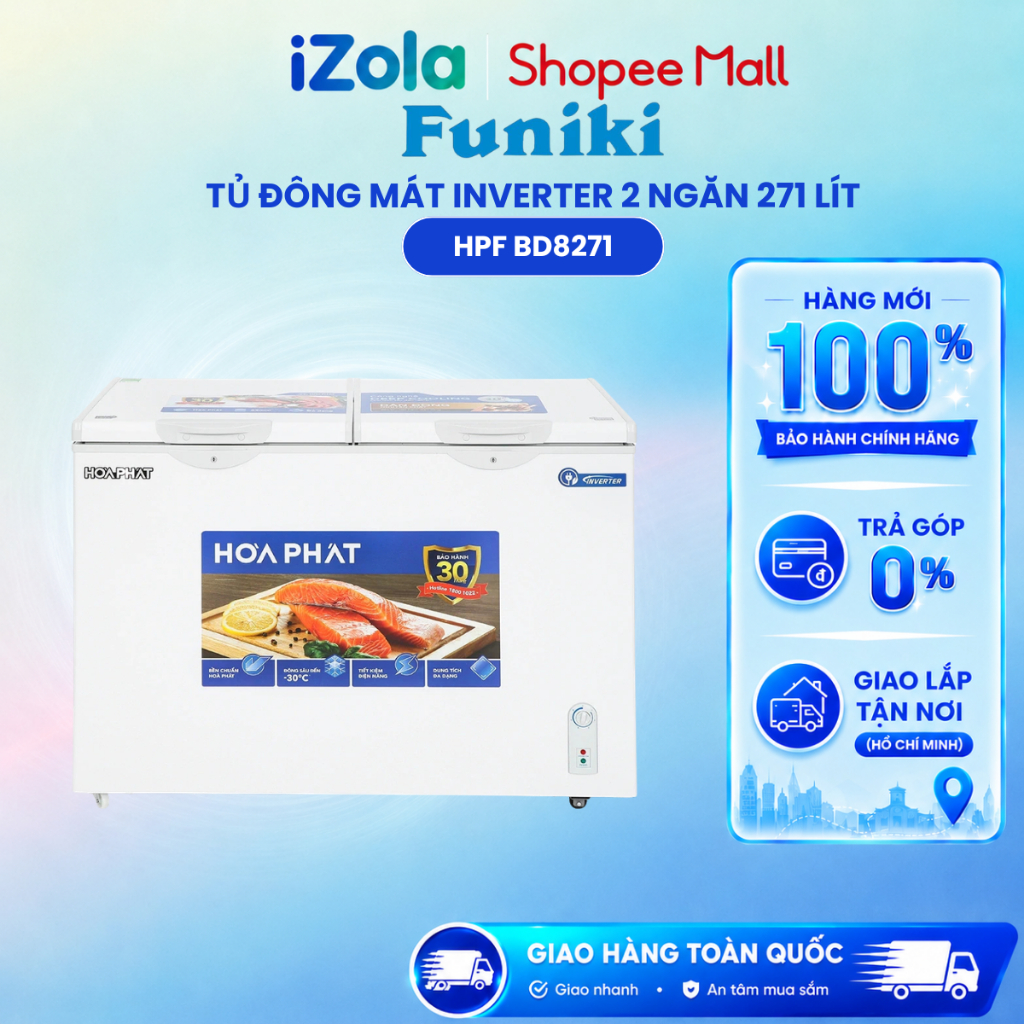 Tủ đông mát Hòa Phát Inverter 271 lít HPF BD8271 - Hàng chính hãng