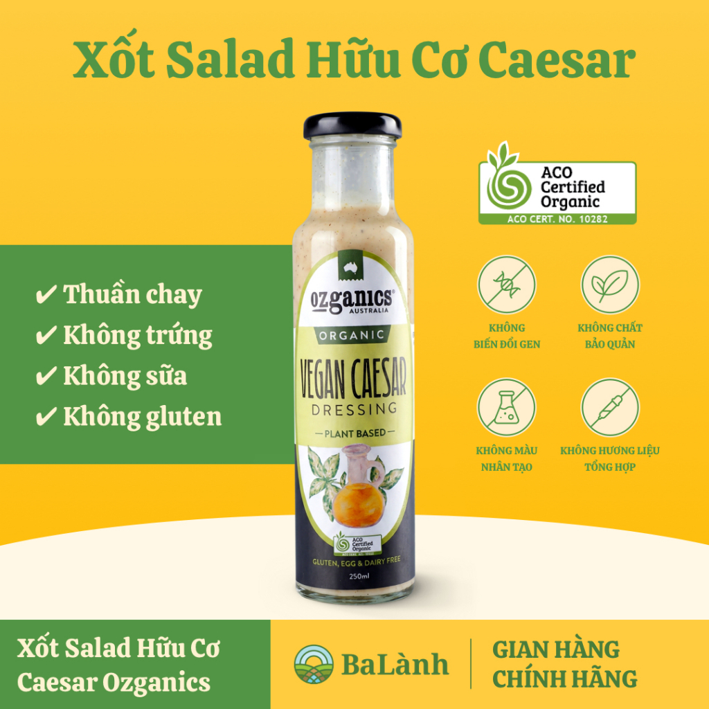 Nước Xốt Salad Hữu Cơ Caesar Ozganics 250ml - Xốt Trộn Salad Thuần Chay
