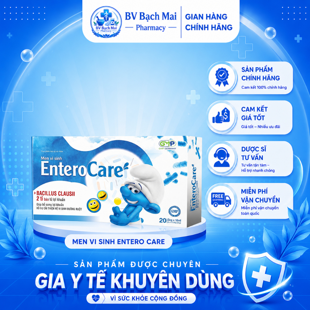 Men Vi Sinh Entero Care hộp 20 ống bổ sung lợi khuẩn cải thiện hệ vi sinh đường ruột