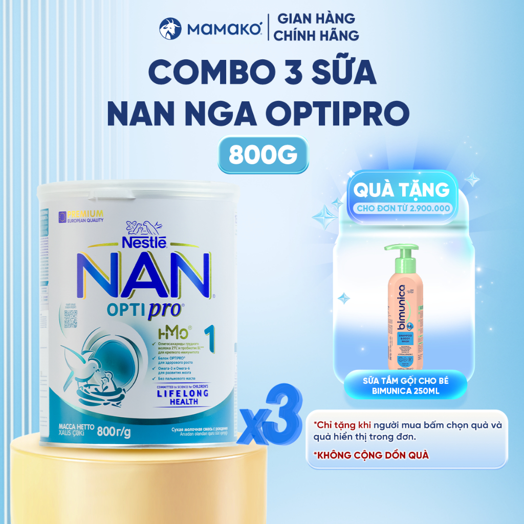 Sữa Nan Nga Số 3 HMO Optipro Mamako Bổ Sung Dinh Dưỡng Cho Bé Hộp 800g