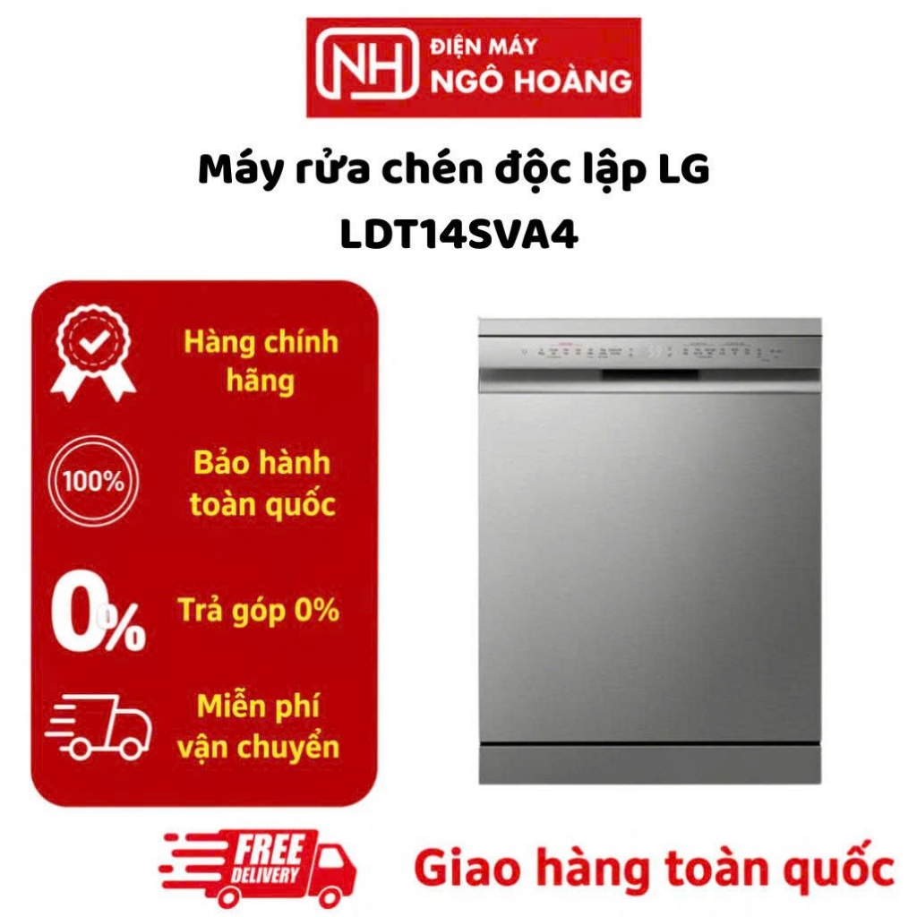 LDT14SVA4 - Máy Rửa Chén Độc Lập LG LDT14SVA4 14 Bộ Inverter Sấy Khô Chính Hãng