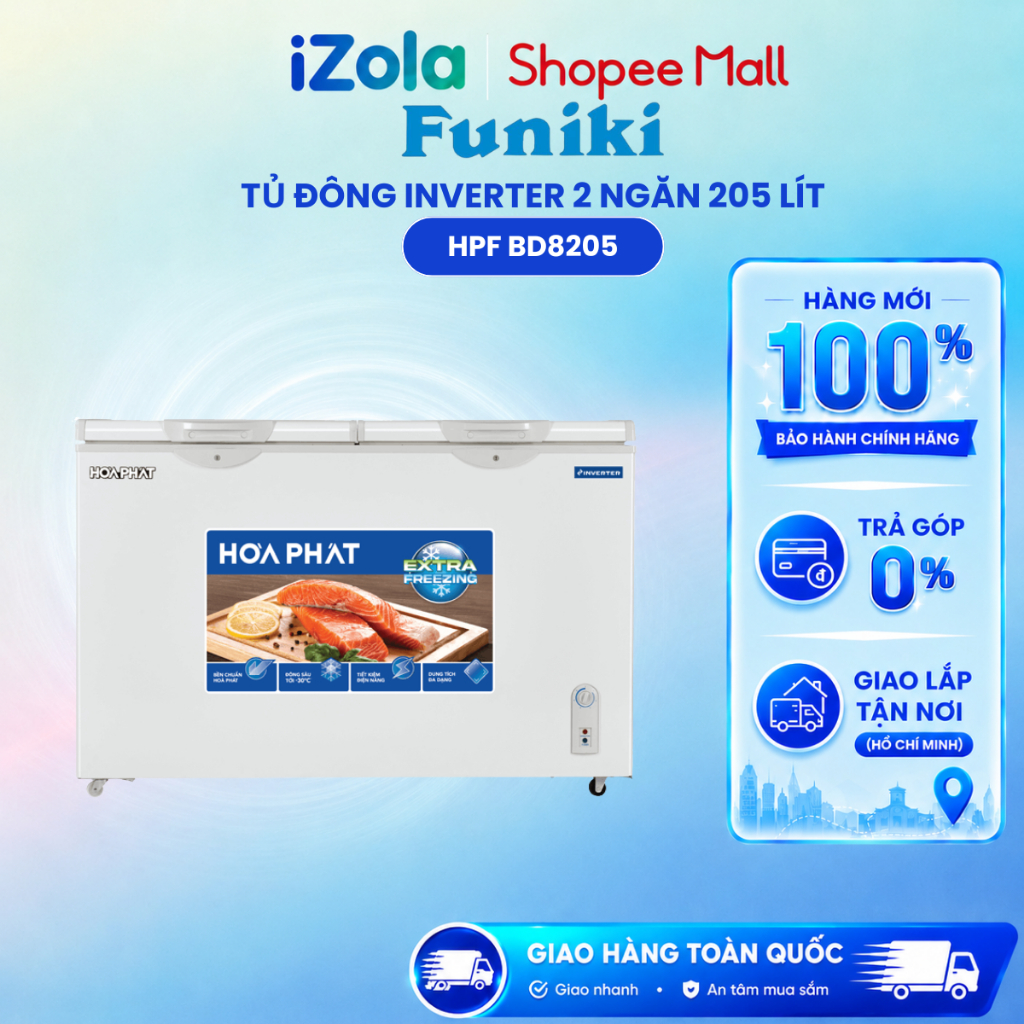 Tủ đông Hòa Phát Inverter 205L HPF BD8205 - Hàng chính hãng