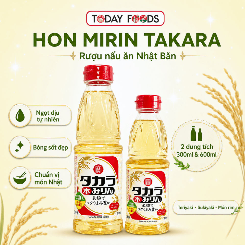 Hon Mirin Takara 300ml / 600ml | Rượu nấu ăn Nhật Bản tạo vị ngọt dịu, bóng sốt, nấu món Nhật