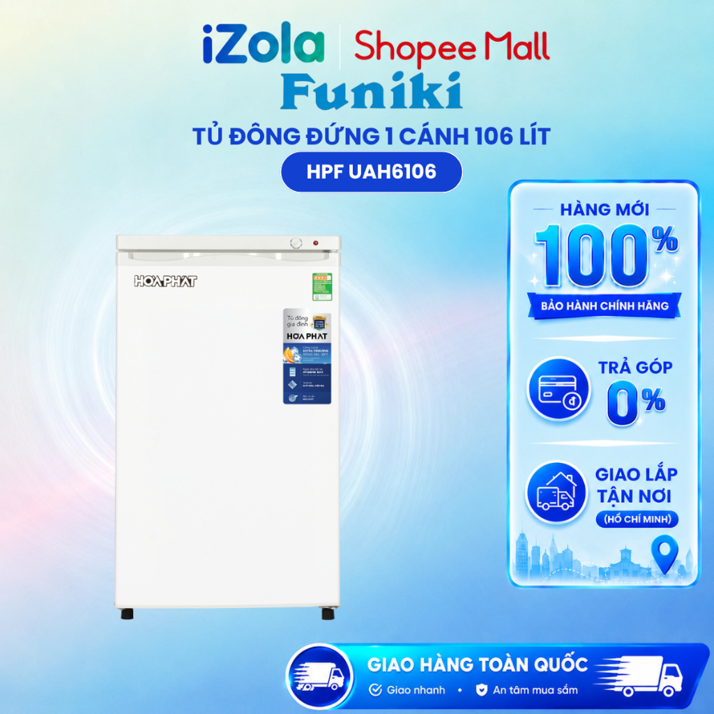 Tủ đông đứng Hòa Phát HPF UAH6106 106 lít - Hàng chính hãng