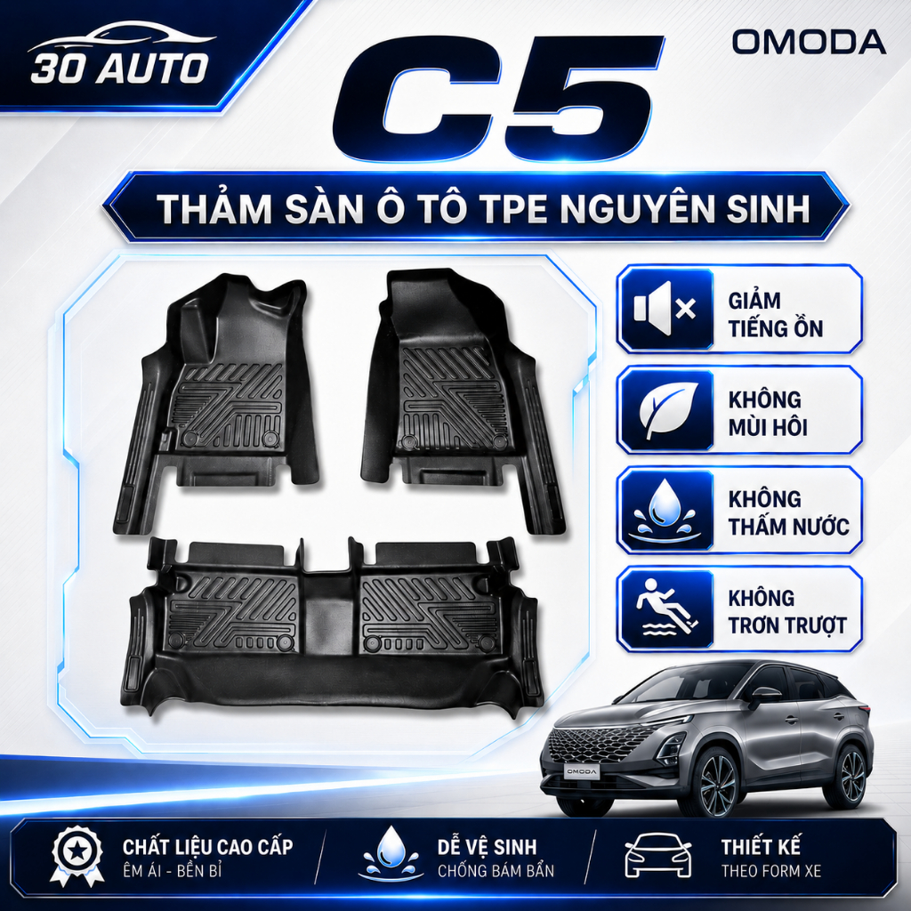 Thảm lót sàn TPE OMODA C5 Tràn viền, không mùi, chuẩn form 30 Auto