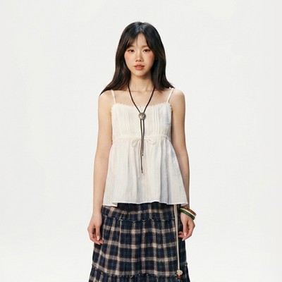 Áo Hai Dây WHO.A.U Ribbon Sleeveless Blouse Sheen_WHYAG2566B