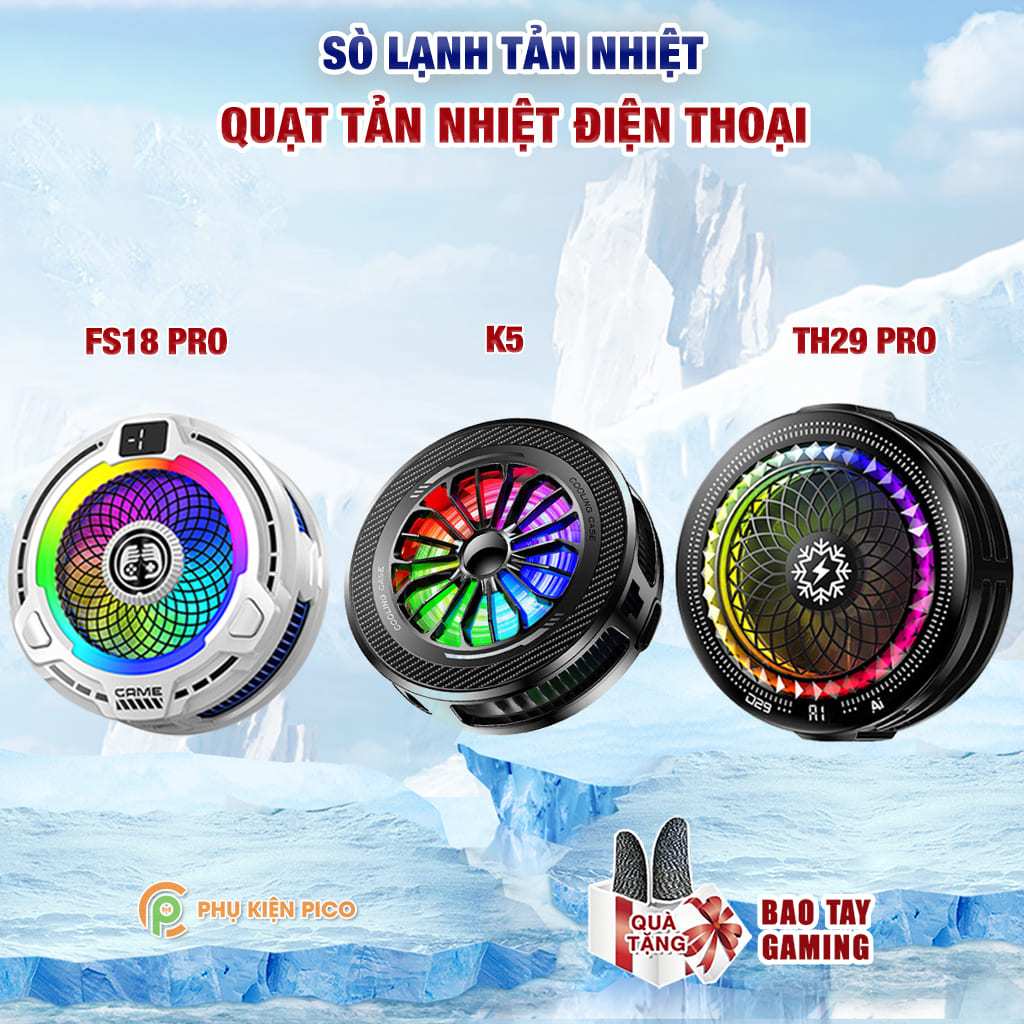 Quạt tản nhiệt điện thoại sò lạnh X65 / K5 / FS18 Pro / X122 Pro / TH29 Pro từ tính 3 chế độ làm lạn