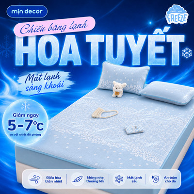 Chiếu Băng Lạnh Hoa Tuyết Mịn Decor, Chiếu Điều Hoà Băng Nam Cực Mát Lạnh, Đủ Size