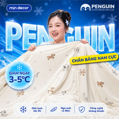 Chăn Băng Nam Cực Penguin 1.0 Mịn Decor, Chăn Hè Mát Lạnh, Chăn Hè Thun Lạnh Điều Hòa Mát Lạnh