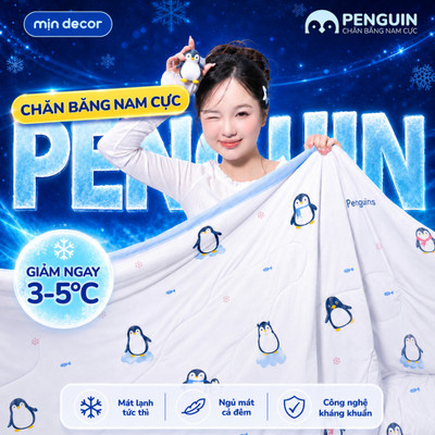 Chăn Băng Nam Cực PENGUIN Mịn Decor, Chăn Băng Mát Lạnh Tức Thì, Mềm Mướt Như Nước
