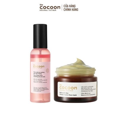 [MUA 2 GIẢM 42%] Combo Tinh chất xịt dưỡng sen Hậu Giang Cocoon 100ml + Mặt nạ bí đao 30ml