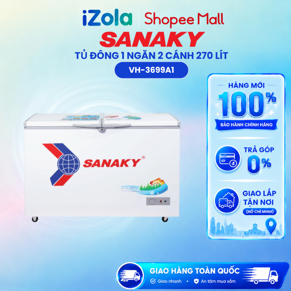 Tủ đông Sanaky VH-3699A1 270 lít - Hàng chính hãng