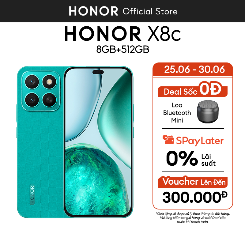 Điện thoại Honor X8c 8GB + 256/512GB | Camera 108MP| Kháng bụi và nước| Snapdragon 685 | Pin 5000mAh | BH 18 Tháng