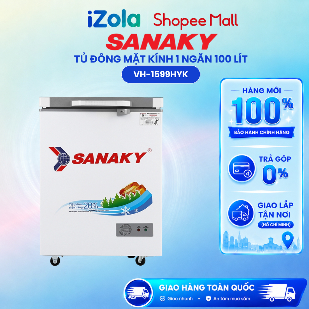 VH-1599HYK - Tủ đông Sanaky 100 lít VH-1599HYK - Hàng chính hãng