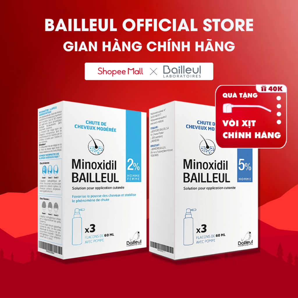 Xịt Mọc Tóc Minoxidil 2% Và 5% Giải Pháp Chăm Sóc Tóc Chính Hãng Pháp, Nuôi Dưỡng Nang Tóc, Hạn Chế Rụng, Tóc Dày Hơn
