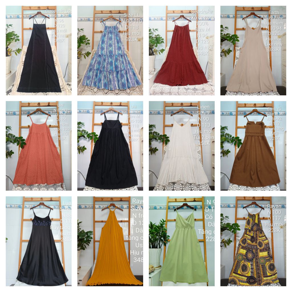 [2hand Nhật] Đầm si váy si 2 dây xô linen 2hand Nhật si tuyển hiệu mới rẻ