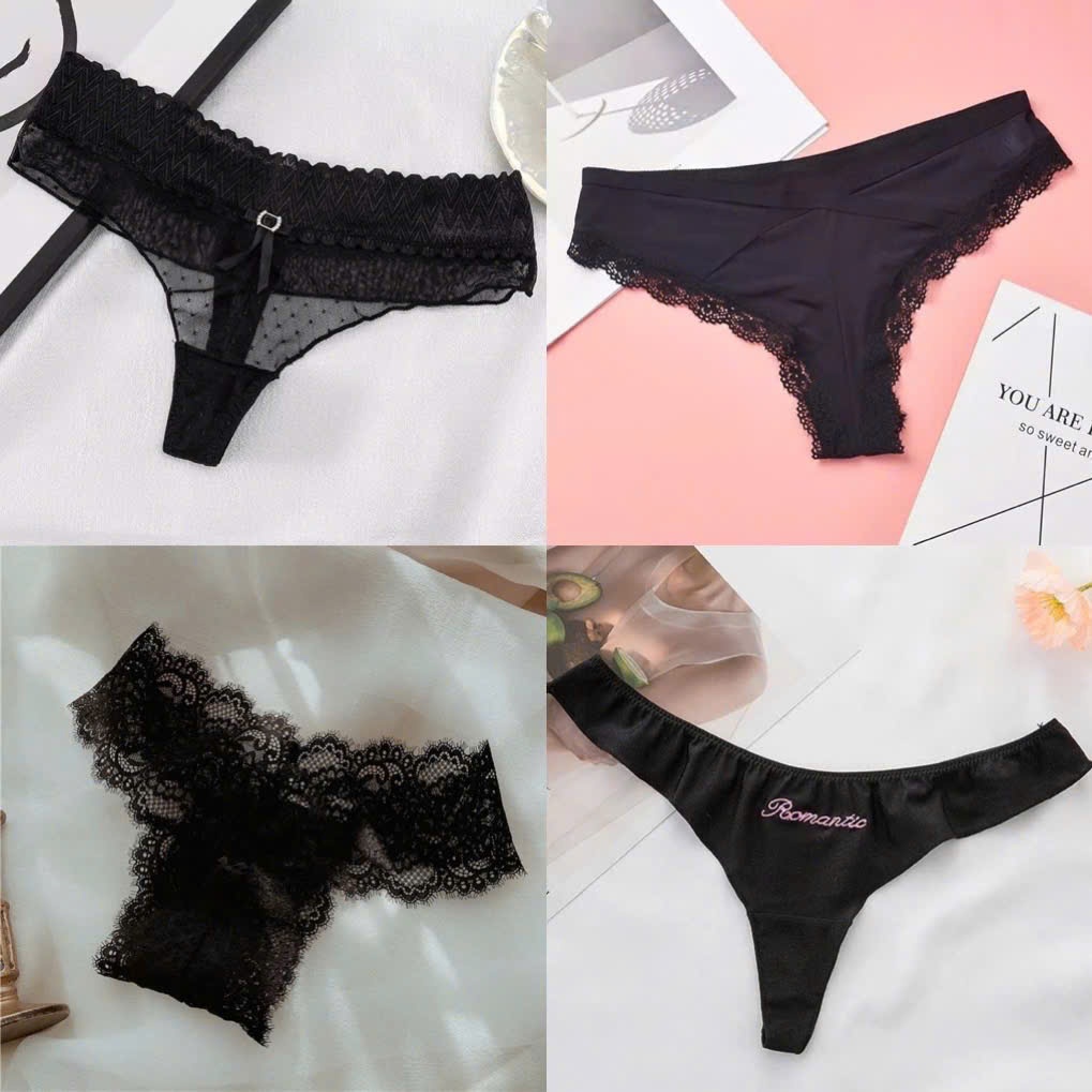 H66 - Set 4 Quần Lót Nữ Tone Đen Huyền Bí Gợi Cảm