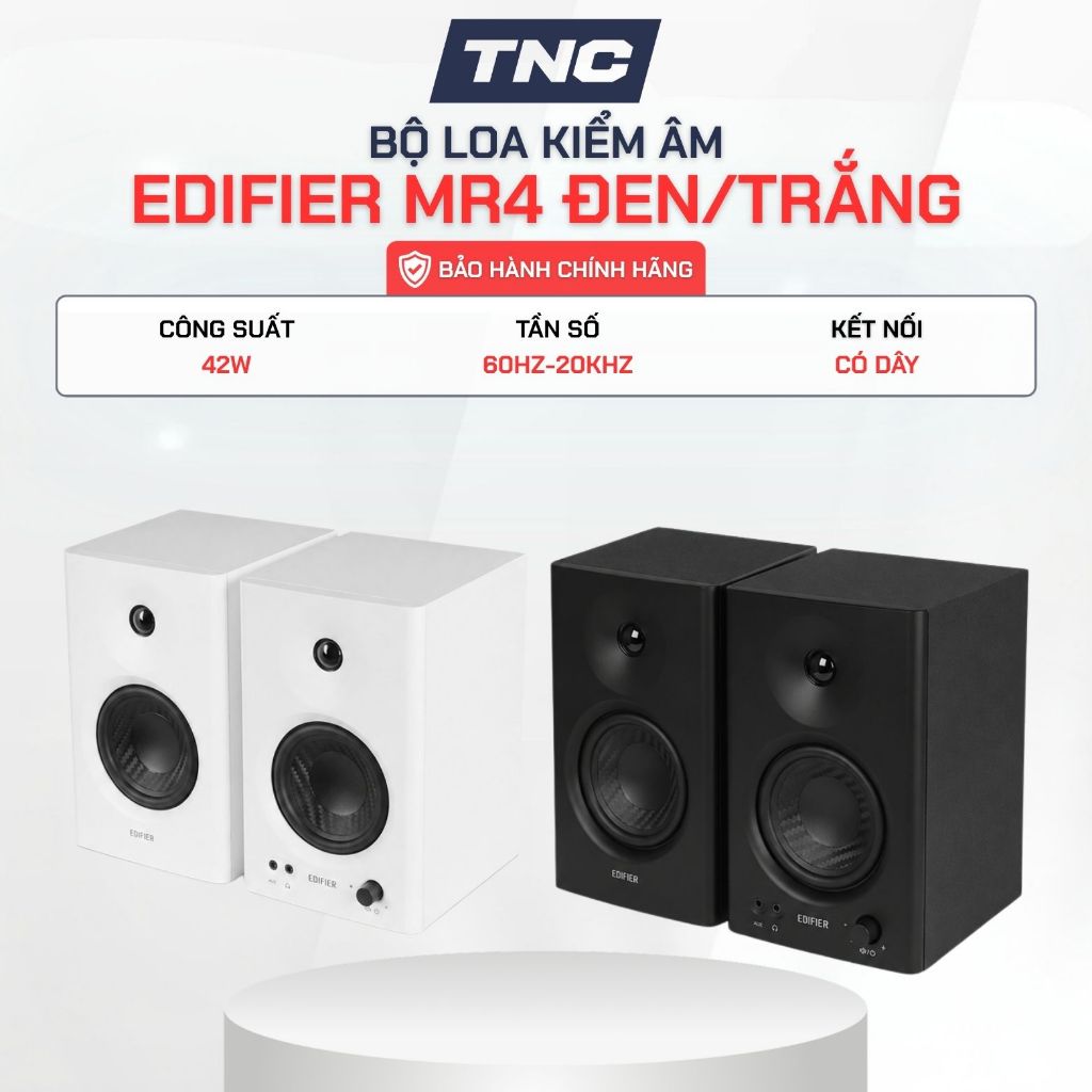 Bộ Loa Kiểm Âm EDIFIER MR4 Đen/Trắng | Công Suất 42W | Tần Số 60Hz-20kHz - BH 1 Năm - TNC STORE