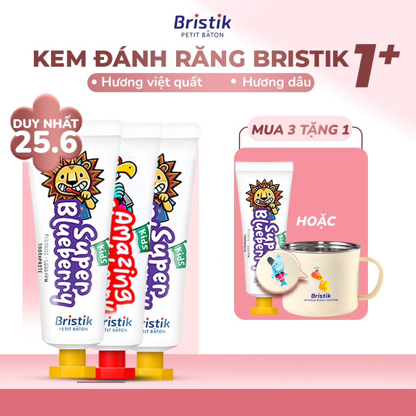 Kem Đánh Răng Cho Bé từ 1 Tuổi  Bristik Hàn Quốc Kem Đánh Răng Trẻ Em Hữu Cơ Gíup Ngăn Ngừa Sâu Răng