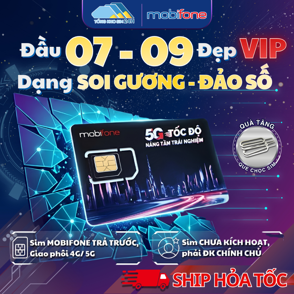 Sim Soi Gương, Đảo Số Độc Lạ Dễ Nhớ, Mobifone Số Đẹp Đầu 07-09, số Vip  [Sim chưa kích hoạt, Phải ĐK