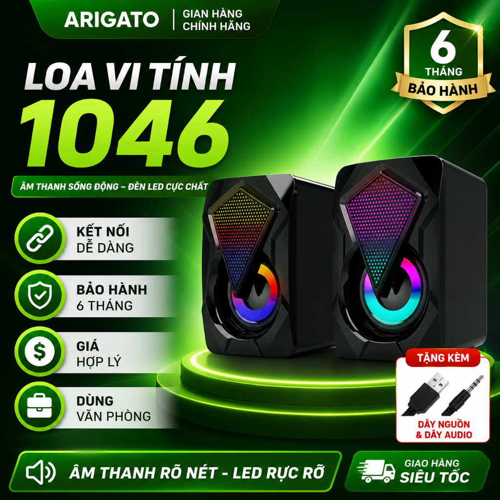 Loa 1046 Cho Máy Tính, Loa PC Giá Rẻ, Âm Thanh To Rõ, Cắm Là Dùng, Phù Hợp…