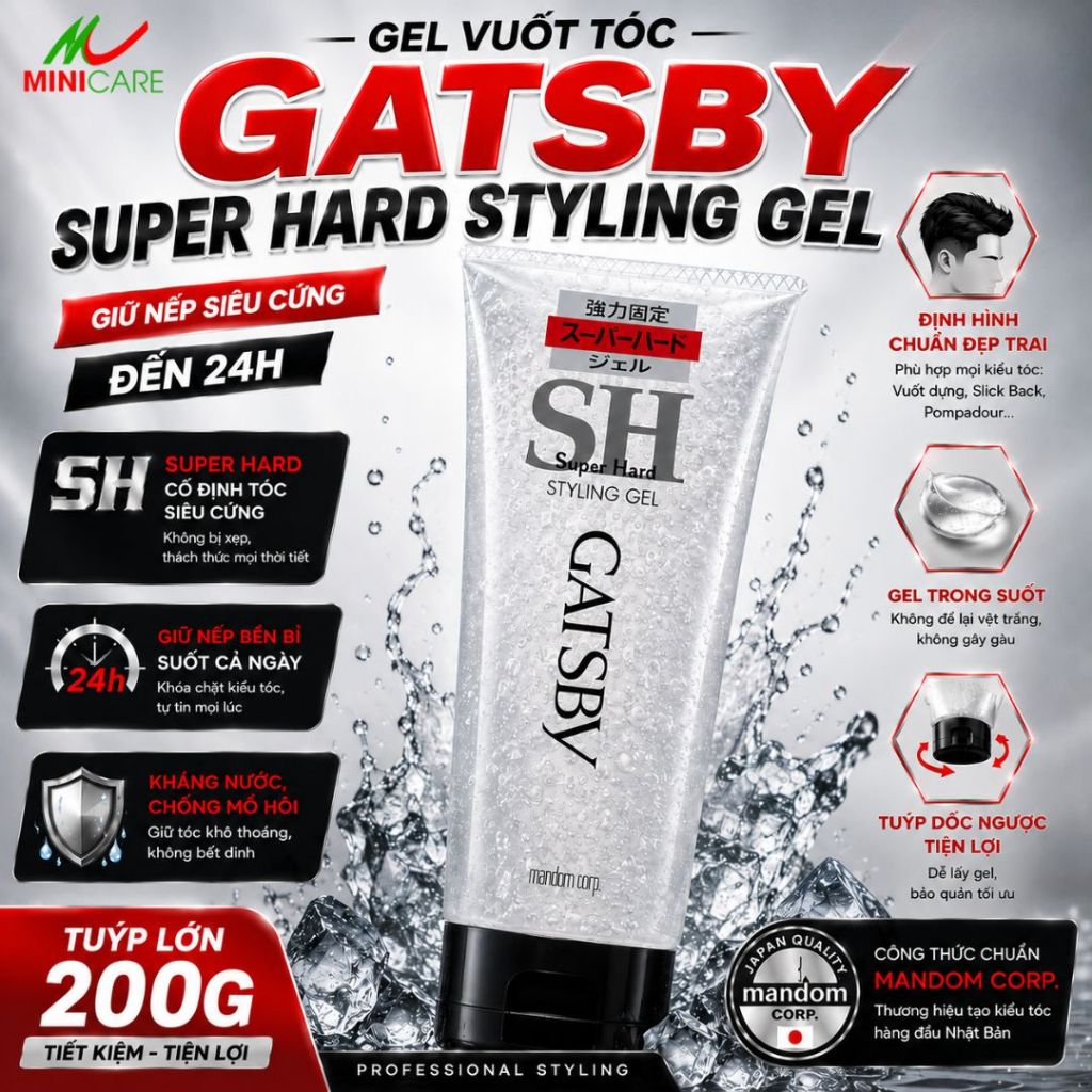 Gel vuốt tóc Gatsby Super hard 200g