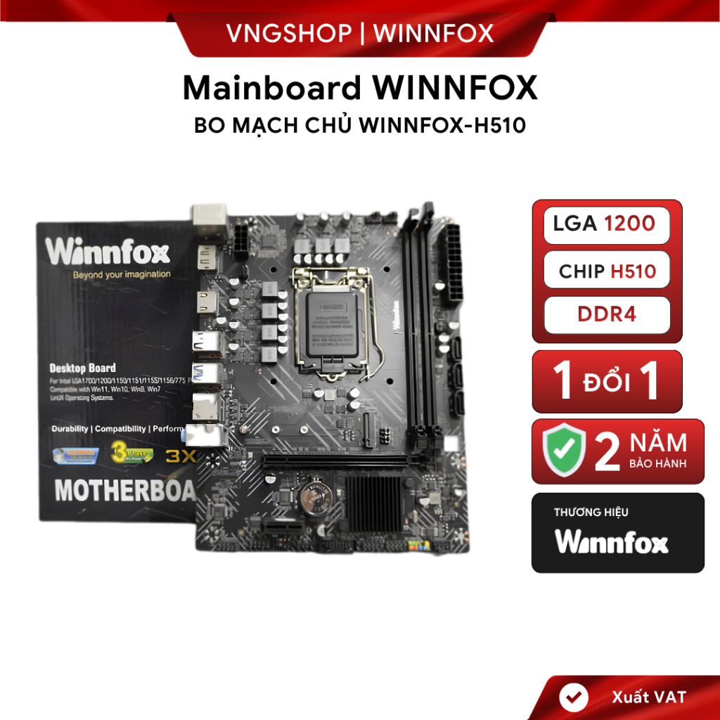 Motherboard WINNFOX H510 - Bo mạch chủ H510 - Bảo hành 3 Năm