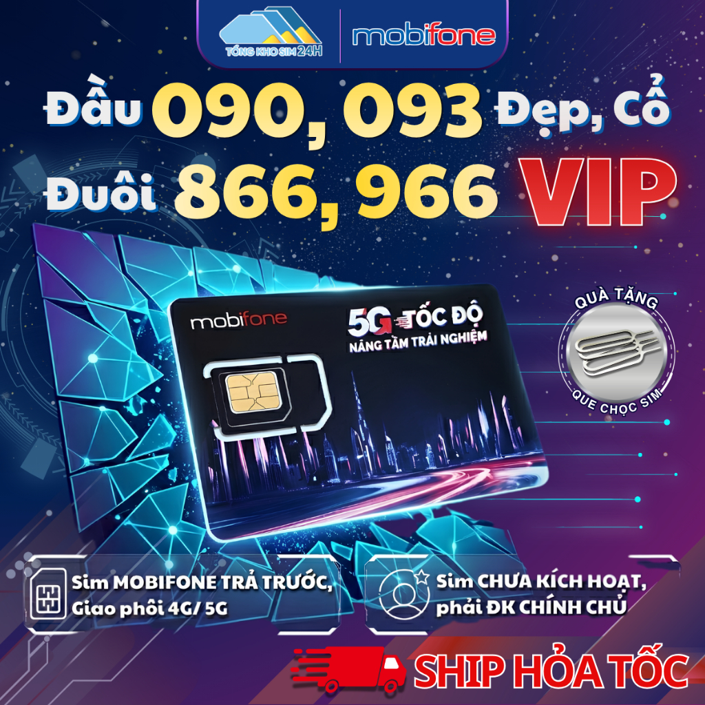Sim Mobifone Đuôi 866, 966 Đầu 09 Số Cổ Vip Số Đẹp, Dễ Nhớ [Sim chưa kích hoạt][Phải ĐKCC]