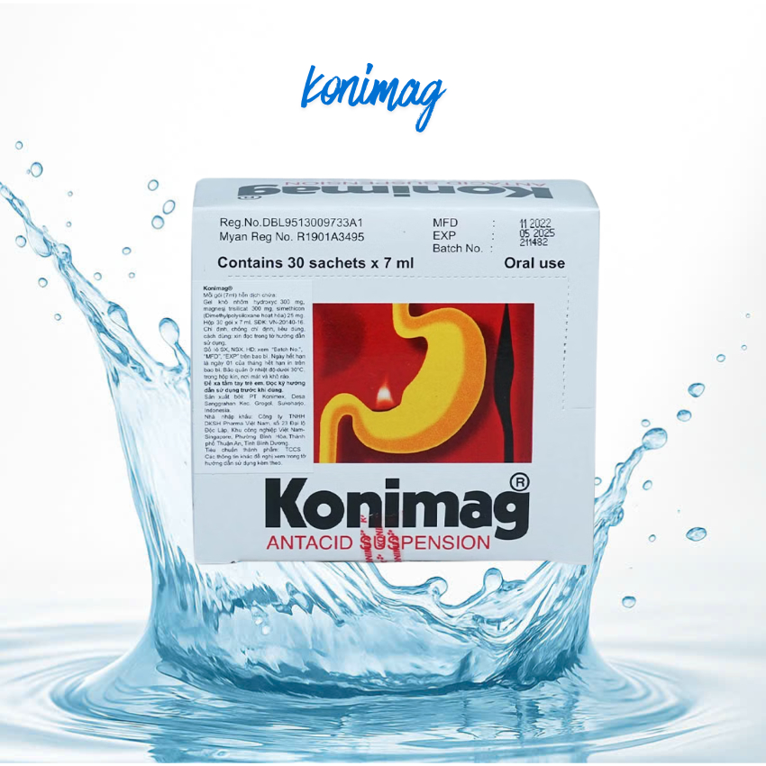 Hộp 30 Gói Konimag Hỗ Trợ Giảm Đầy Hơi, Ợ Nóng, Trung Hòa Axit Dạ Dày – Gel Uống Tiêu Hóa Nhanh Chón