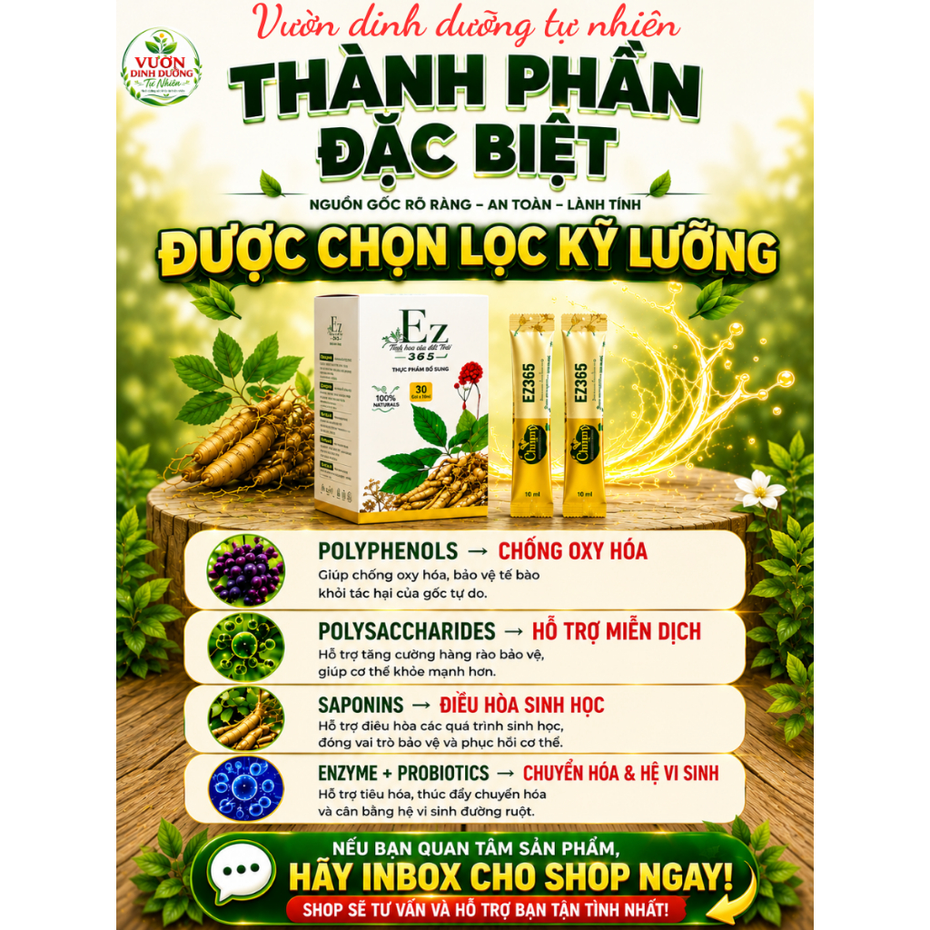 Enzyme EZ365 Thực Vật Lên Men – (Mua 2 tặng 2 Beli), Bổ Sung Enzyme, Hỗ Trợ Tiêu Hóa, Hấp Thu Dưỡng