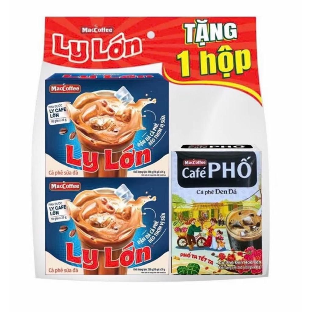 2 hộp Cà Phê Phố Ly lớn tặng 1 hộp cà phê phố đen đá
