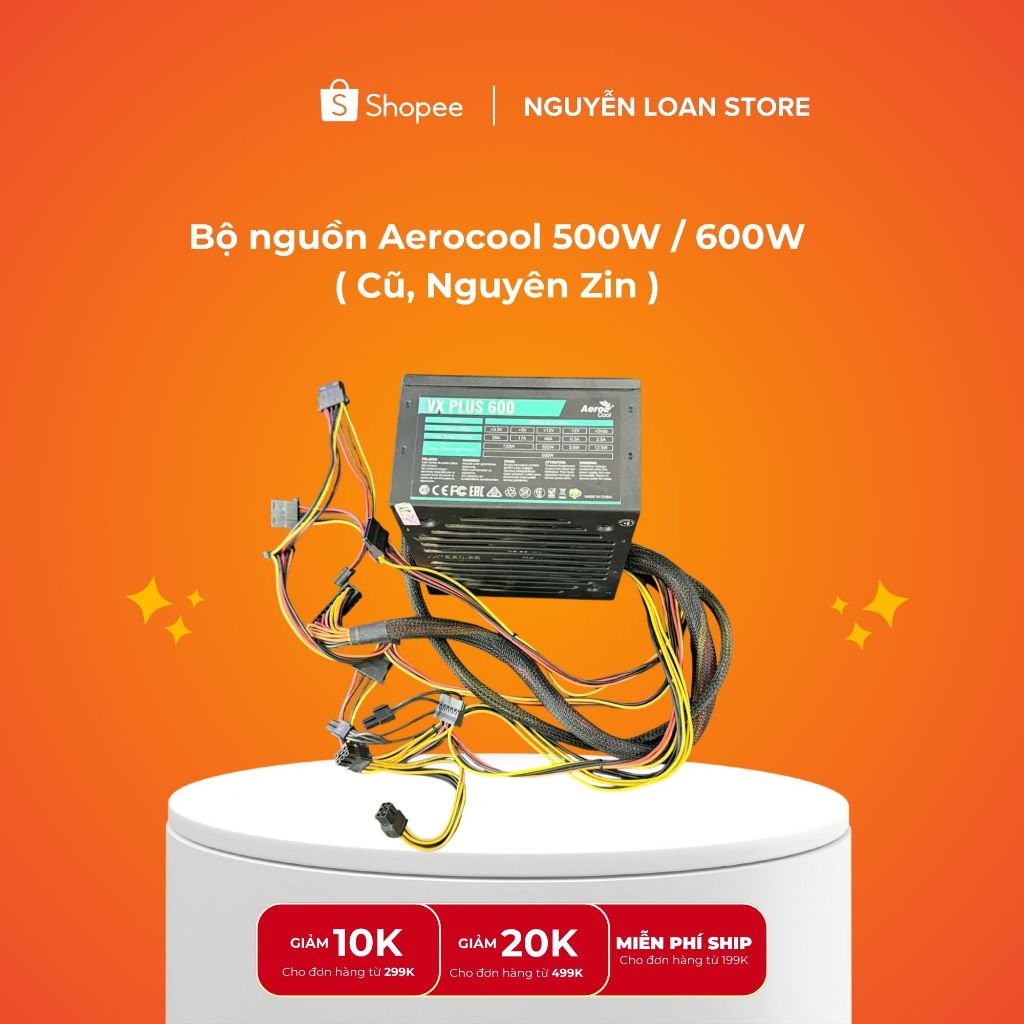 Nguồn Máy Tính Aerocool 500W / 600W (Cũ, Nguyên Zin) - Hàng Người Dùng Nâng Cấp, Sạch Đẹp Không Rỉ S