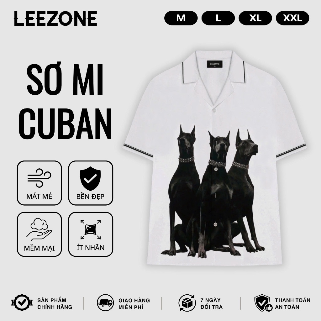 Áo sơ mi Cuban LeeZone form rộng, chất vải lụa thoáng mát | Sơ mi Doberman
