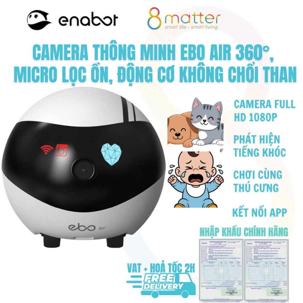 Robot Di Động Thông Minh EBO AIR - Tích Hợp AI Theo Dõi Ghi Hình, Kết Nối Wifi Điều Khiển Qua App