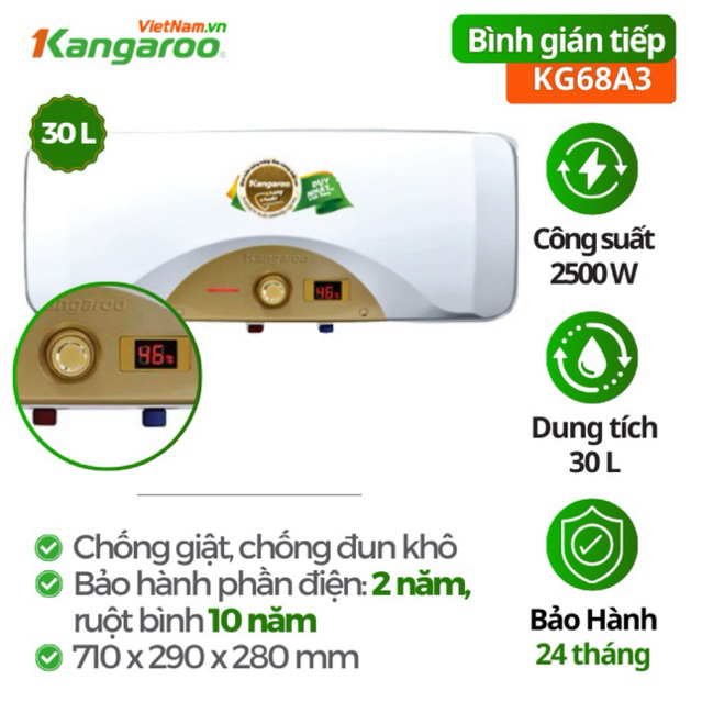 Bình nóng lạnh Kangaroo KG68A3 bảo hành chính hãng 24 tháng